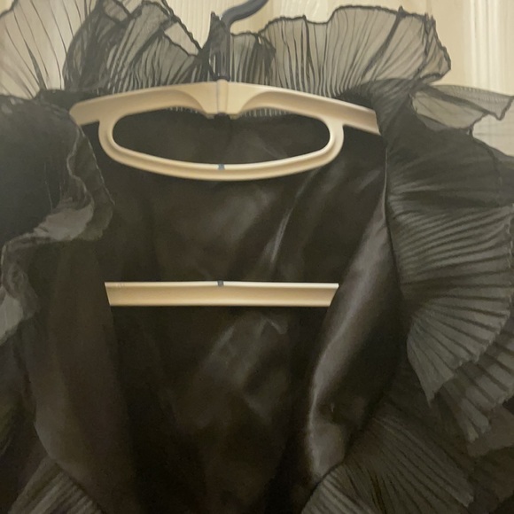 Vintage black velvet w/ lace collar blouse jacket - Picture 5 of 8